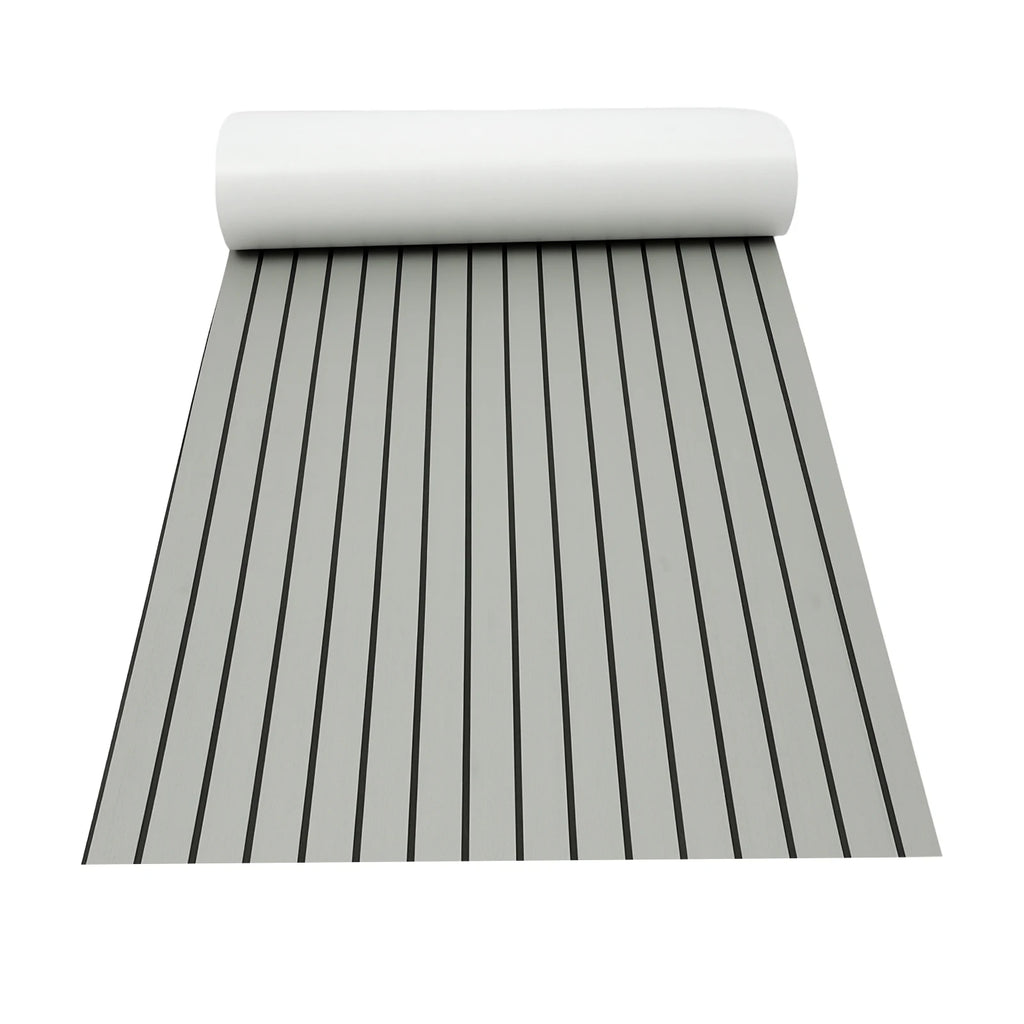 240x90cm EVA Foam Teak Floor Mat 6mm Thick Anti-Slip Self-Adhesive Pad Cuttable Waterproof Marine Carpet for Boat Deck RV Yacht