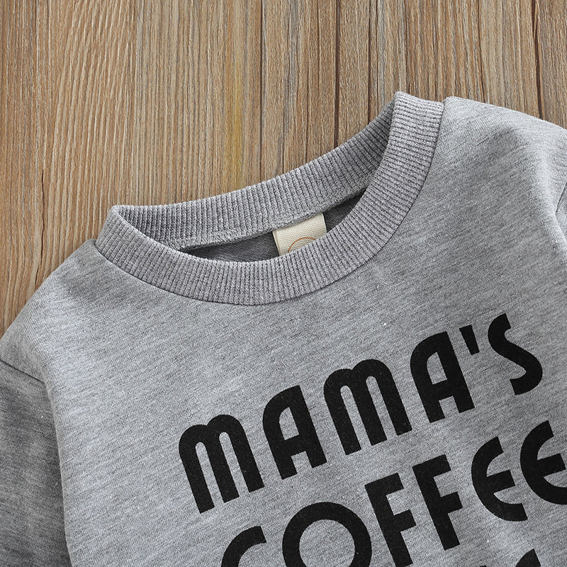 Baby Sweatshirt Letter Print Design Long Sleeve Round Neck Cute Breathable Pullover Tops