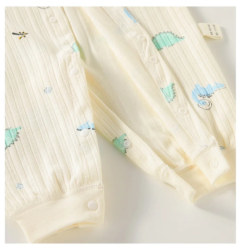 2026 Newborn Baby Romper Spring Autumn 0-24M Girl Boy Cotton Onesie Infant Cartoon Print Soft Breathable Sleepwear Kids Clothing