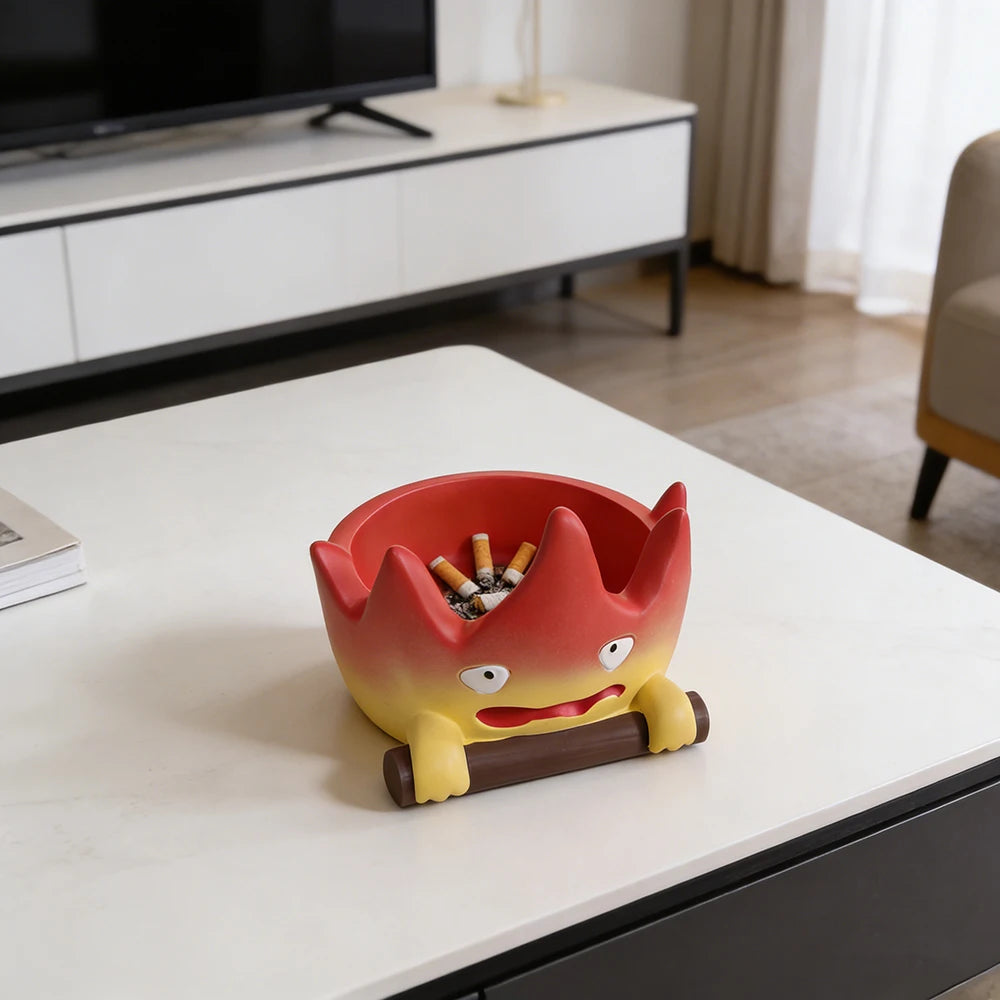 Cartoon Cute Little Flame Ashtray Home Desktop Ornament Creative Fire Shaped Ashtray Anti Fly Ash Ashtray Decoration Gift