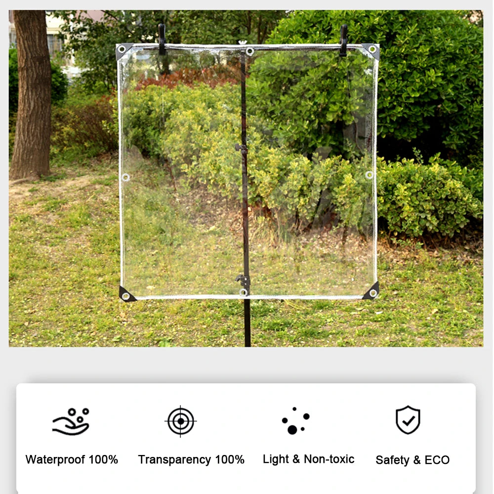 Clear Tarps Heavy Duty PVC, Transparent Tarp Durable Waterproof Dustproof Windproof Tarpaulin with Grommets & Ropes for Patio