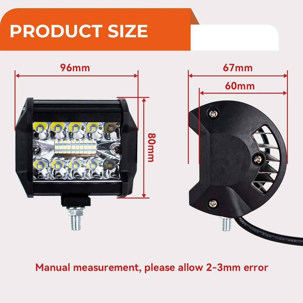 Barra LED Off Road 120W Combo | IP68+ | 6500K | 12V/24V | Camión, Tractor, Barco, SUV y ATV 4x4