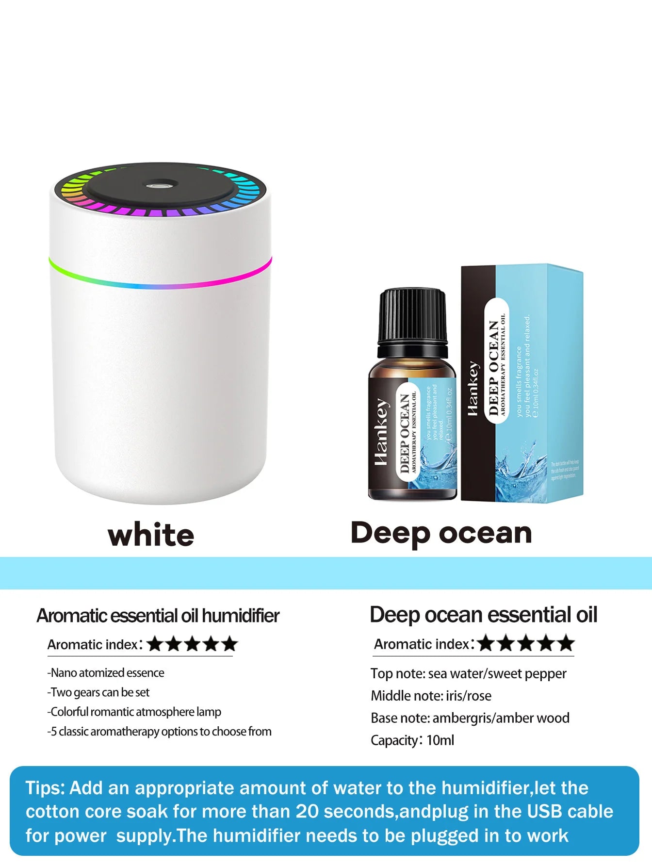 Difusor Aromaterapia 180ml | Humidificador LED 7 Colores | Auto y Hogar 🌿