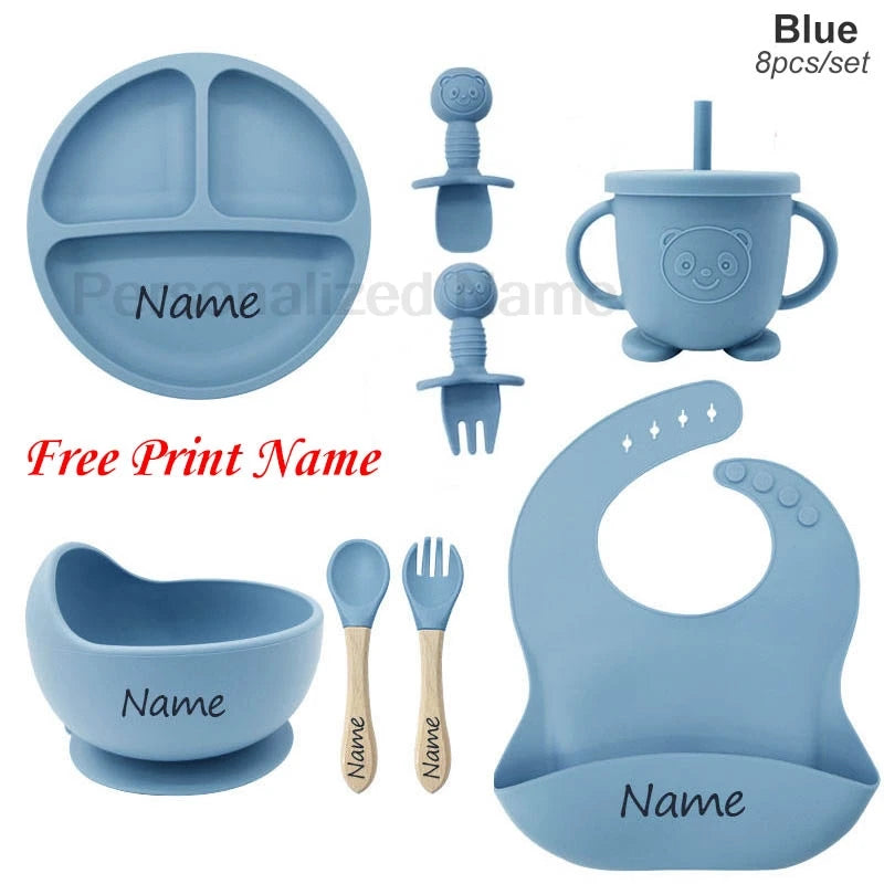 Set de Alimentación Personalizado para Bebé | Silicona | Plato, Bol y Vaso | Regalo 🍼