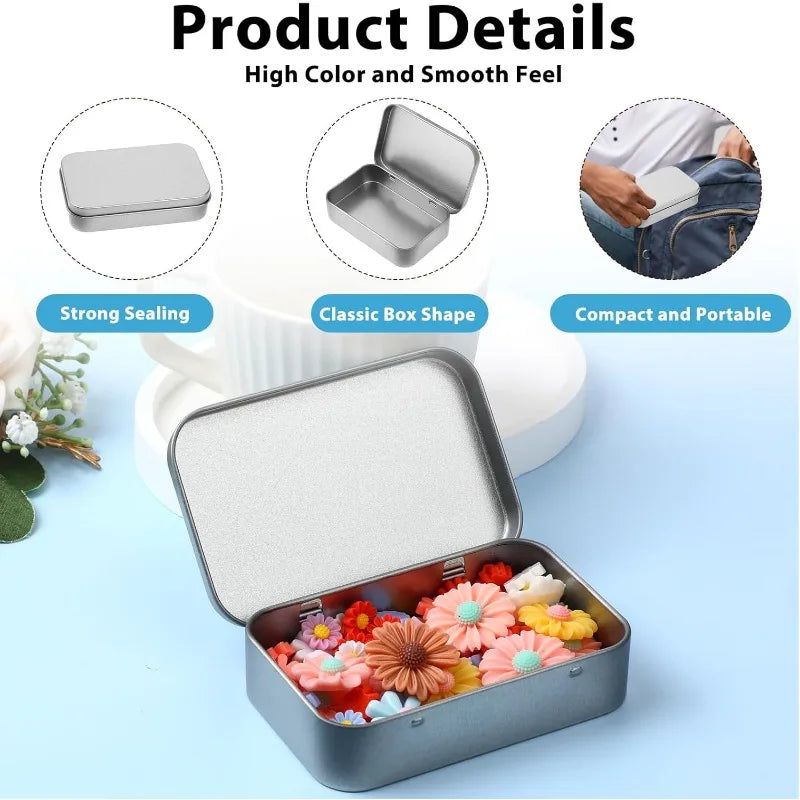 Mini Metal Box Tin-Plated Slide Cover Storage Box Portable Jewelry Pill Cosmetic Cases Home Rectangular Empty Storage Container