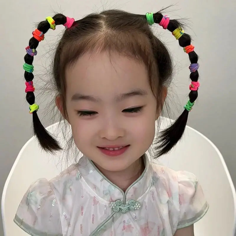50 Pieces of Colorful Elastic Headband Set Bamboo Style Children's Hair Rope Simple Style Ponytail Suitable For Women And Girls