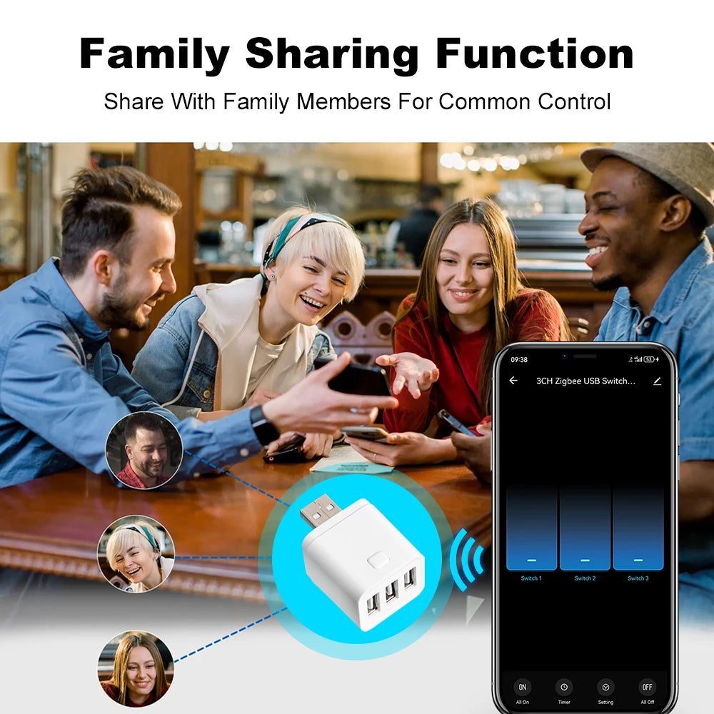 Work With Tuya WiFi/Zigbee Smart Micro 1 2 3 USB Adaptor Switch 5V Mini USB Power Adaptor Plug for Alexa Google Yandex Alice