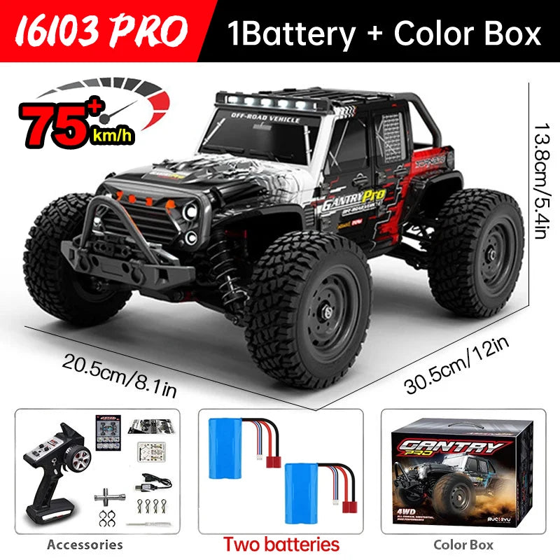 WLtoys 16101 Pro Carro RC 1:16 | 75KM/H | 4WD | Motor Brushless | LED | 2.4G | Drift Monster Truck | Regalo Niños