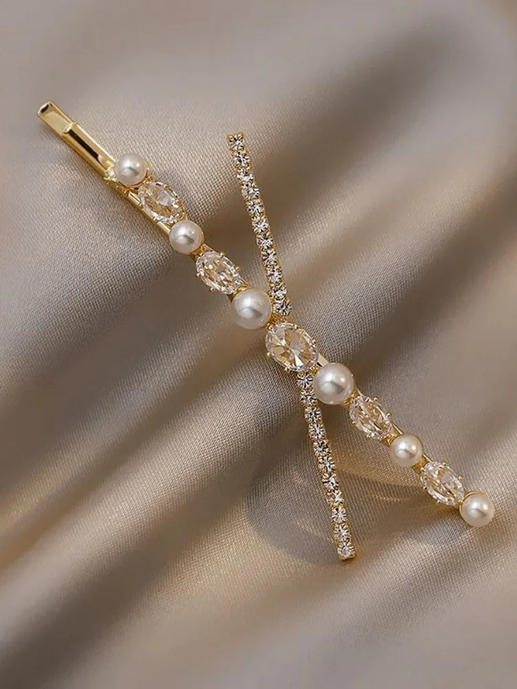 Pearl Metal Hairclips Women Hair Clip Girls Crystal Hairpins Barrette Hairgrip Elegant Hariband Bobby Pin Hair Accessories