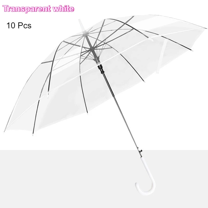 5-12pcs Frosted Transparent 90cm Umbrella Bulk Sets Woman Ultralight Metro Stations Wedding Travel 8 Bones Long Handle Umbrellas