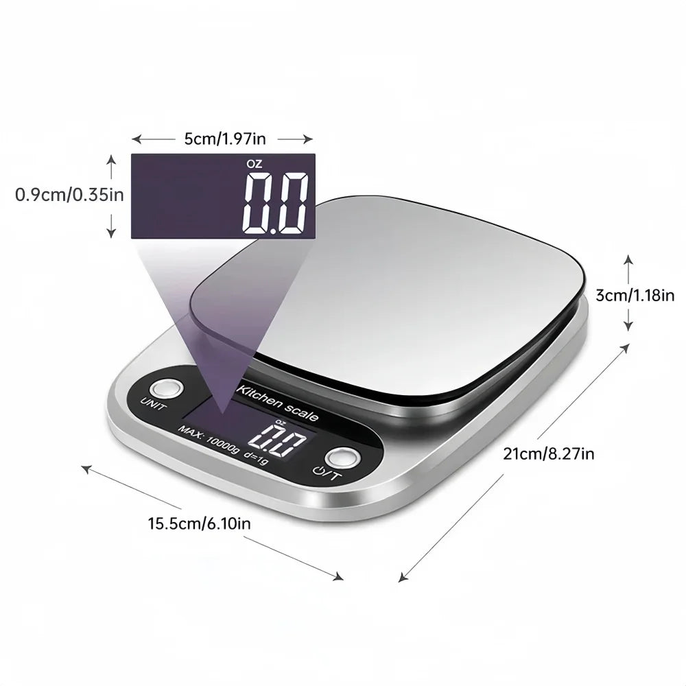 Digital Kitchen Scale 10kg/1g | LCD High Precision | Coffee Baking Jewelry Portable