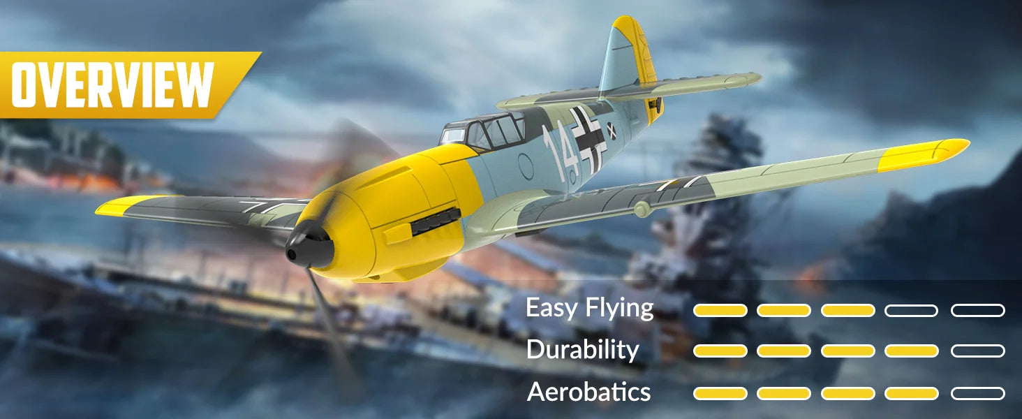 VOLANTEXRC Avión RC BF109 | 4 Canales | RTF | Alerón y Giroscopio | Acrobacias | 3 Modos | Fácil para Principiantes