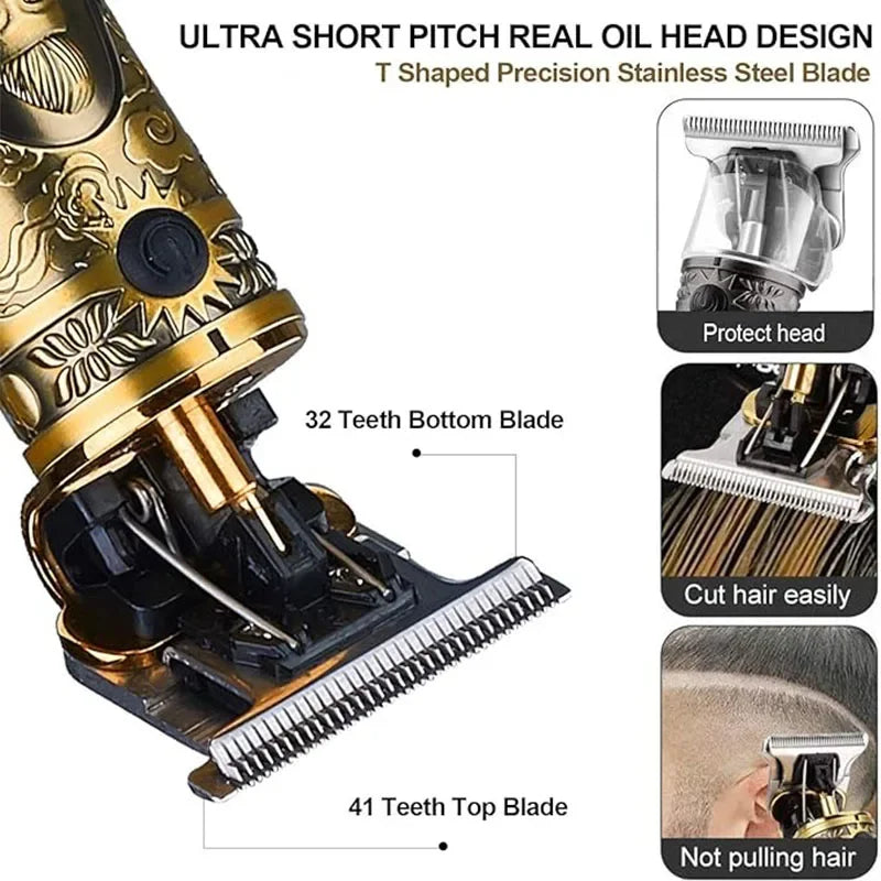Professional Hair Cutting Machine Vintage T9 Hair Clipper Cutting Machine For Men Shaver Trimmer Rechargeable Carving Mark Razor