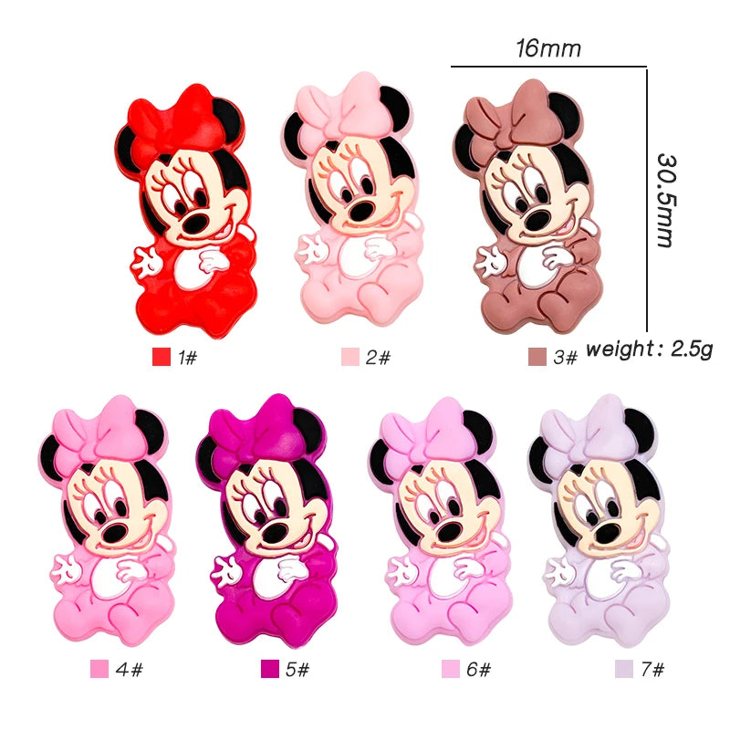 1/3/10pcs Silicone Mickey Teething Beads Food Grade Cartoon Shape Baby Teethers Toys DIY Pacifier Clips Chain Accessories