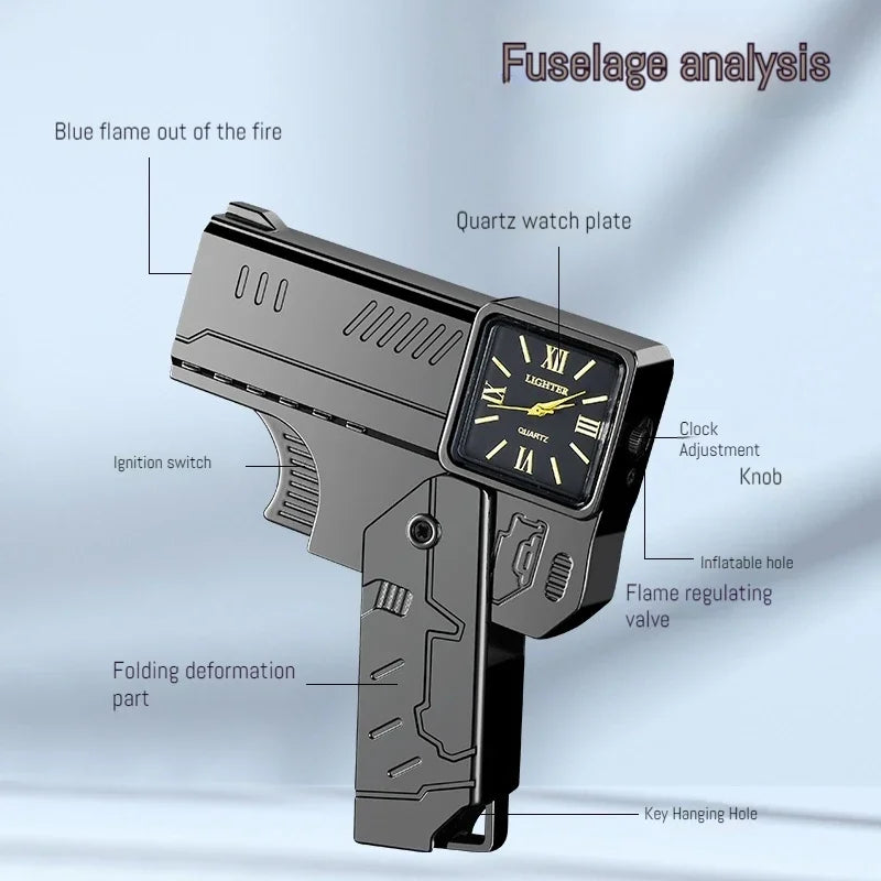 Cool Lighter Folding Watch Spray Gun Lighter Butane Torch Windproof Jet Blue Fire Metal Lighter Smoking Accessories Unique Gift