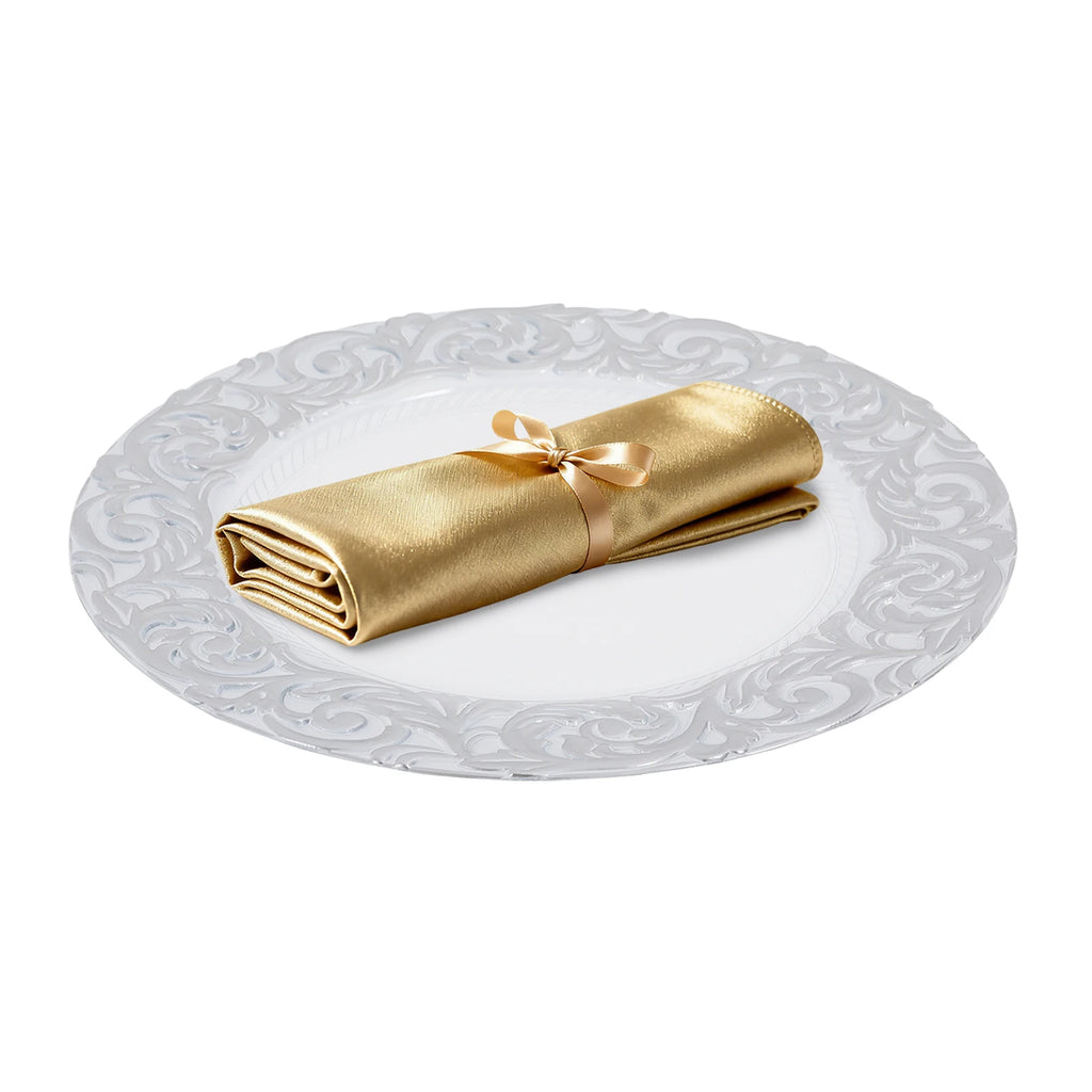 50Pcs Round Plastic Charger Plates 13In Decorative Service Plate With Patterned Reusable For Birthday Parties, Weddings
