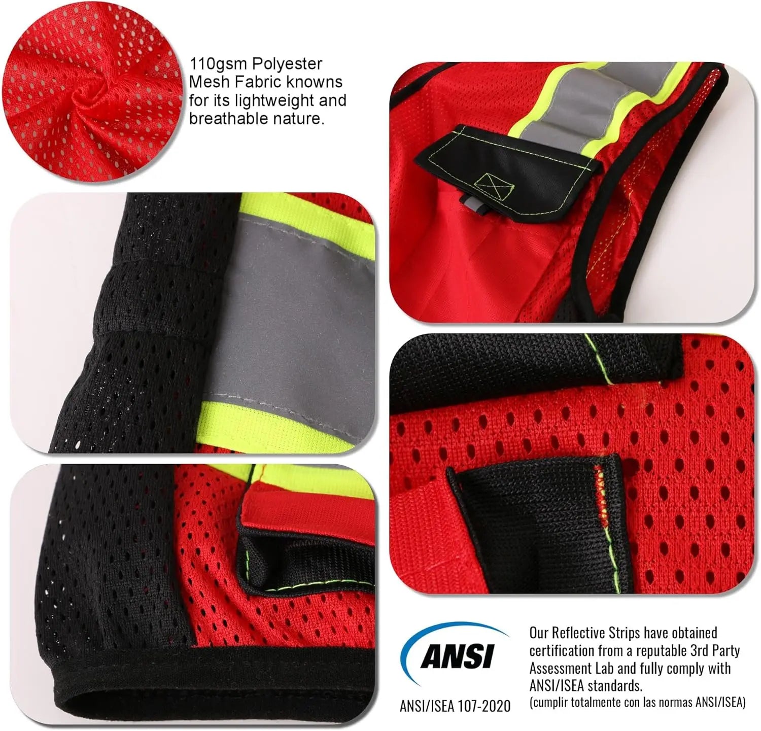 Women's Hi-Vis Reflective Safety Vest with Pockets, Zipper, ANSI Compliant, Waist-Fitted Style