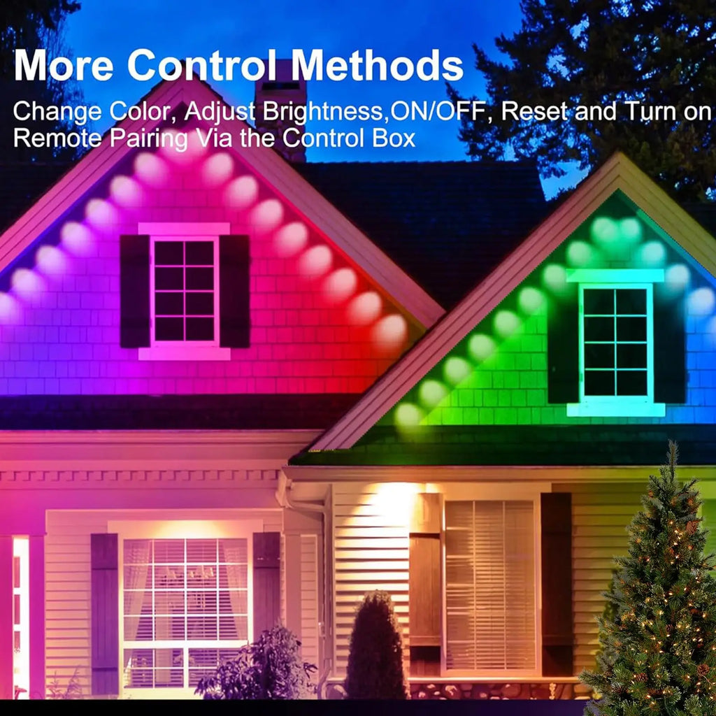 Luces Alero Exterior MIMIRGB 150FT | 90LEDs RGBIC | App Control | Sincronización Musical | Alexa | Fiestas y Navidad - Firu Total Sales