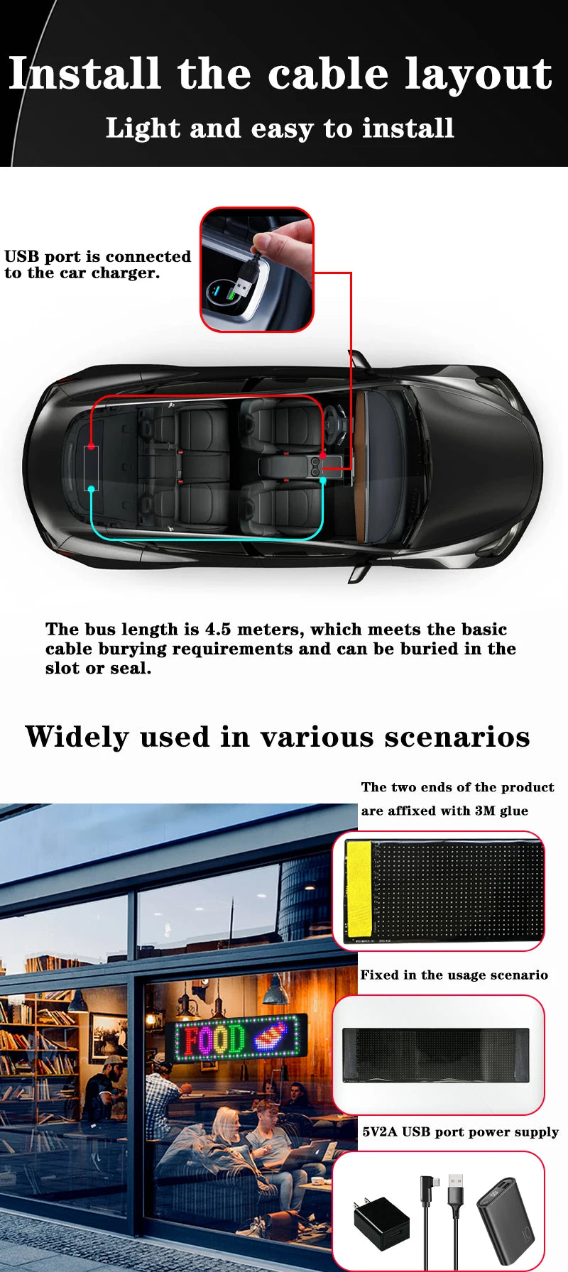 Panel LED RGB GCTECHING Programable | Bluetooth App | Texto Desplazable | Camión y Coche | DIY - Firu Total Sales