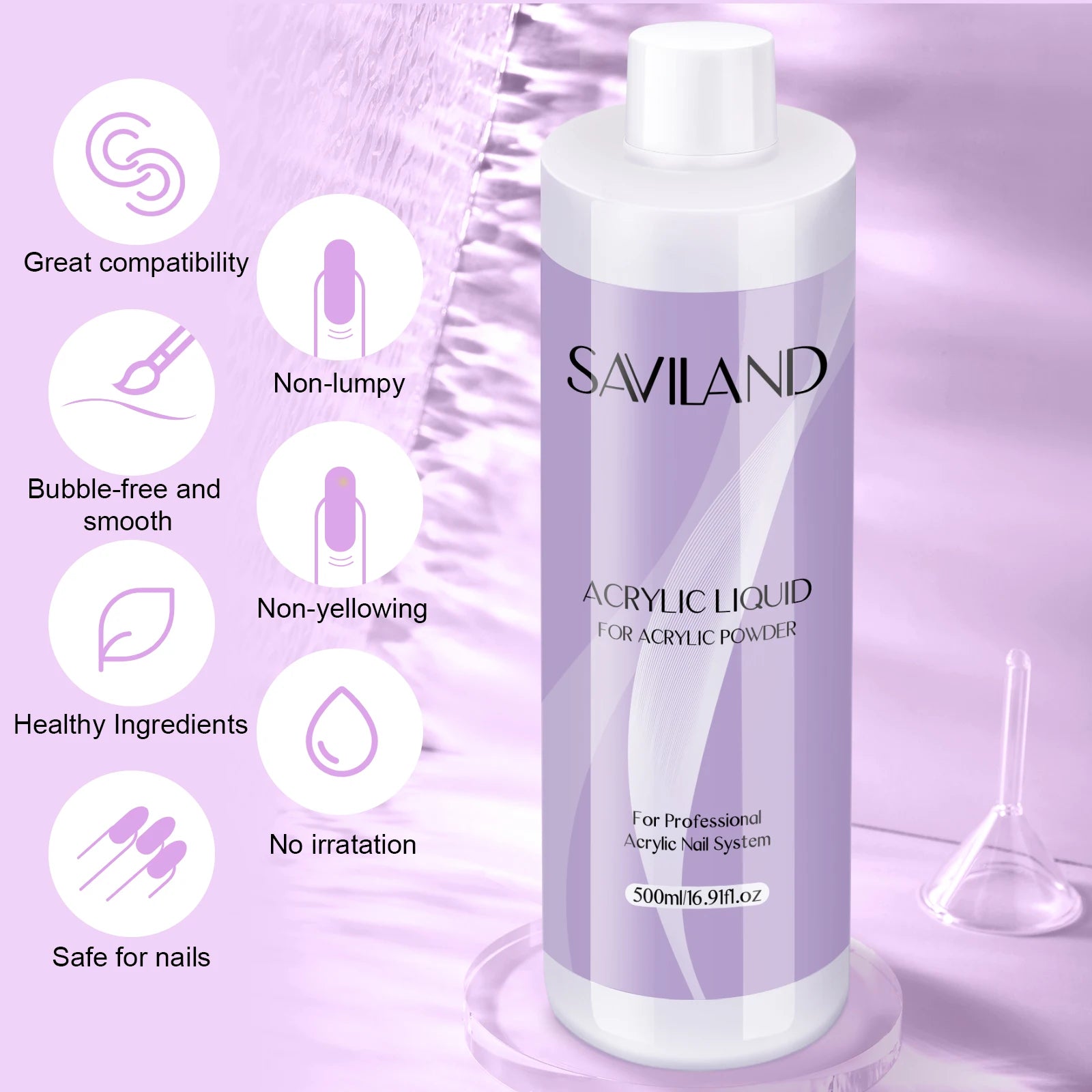 Saviland Monomer Acrylic Nail Liquid 180/500ml Large Capacity Professional Acrylic Nail Liquid For DIY Crystal Liquid Nail Art