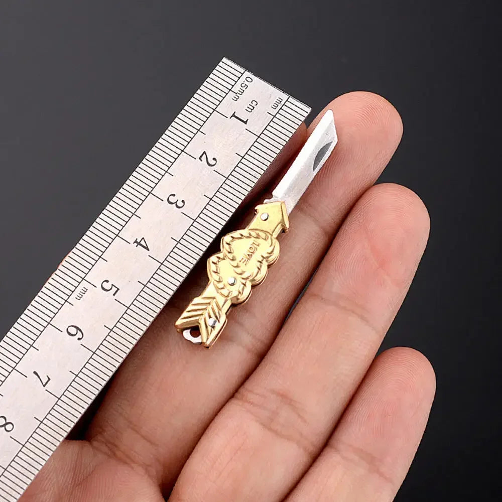 Brass Mini Knife Sharp Pocket Knife Exquisite Folding Knife Portable Keychain Pendant Gifts Accessories