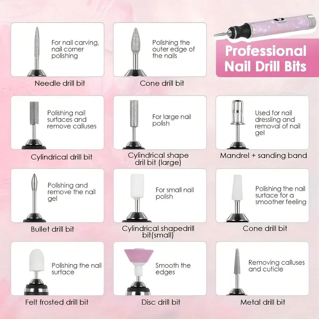 Torno Eléctrico para Uñas Portátil | 4 Velocidades | Kit Manicure y Pedicure Profesional 💅 - Firu Total Sales