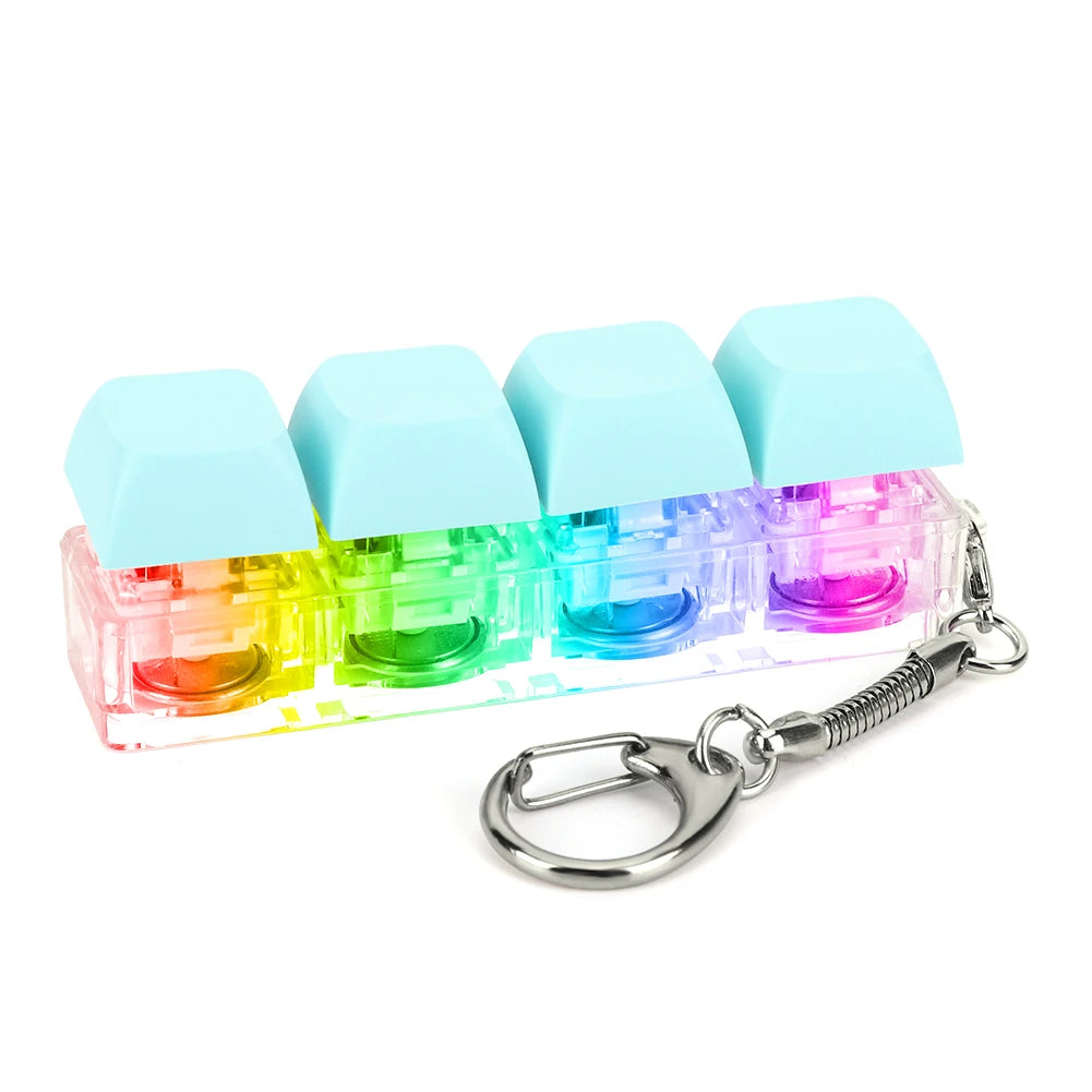 4 Keys Button Keycap Fidget Keychain Keyboard Key Toy Keyboard Clicker Toy Keyboard Cube Toy for Adult Gifts To Relief Pass Time