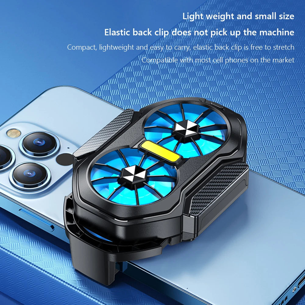 alloet Enfriador Teléfono Doble Ventilador | USB-C | Luz Azul | Android y iPhone | Enchufable y Recargable