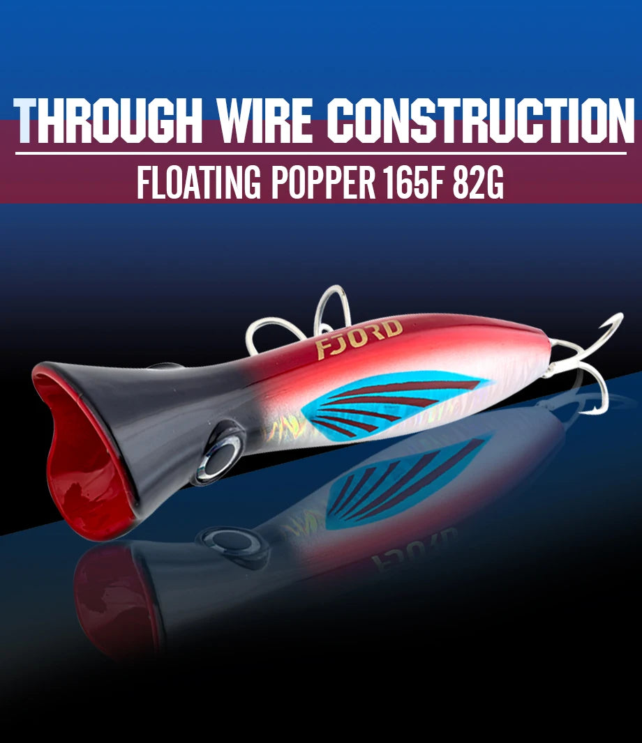 FJORD Popper Topwater Mar | 165mm 82g | Flotante | Paso en Z | Construcción Through Wire | Pesca Mar - Firu Total Sales