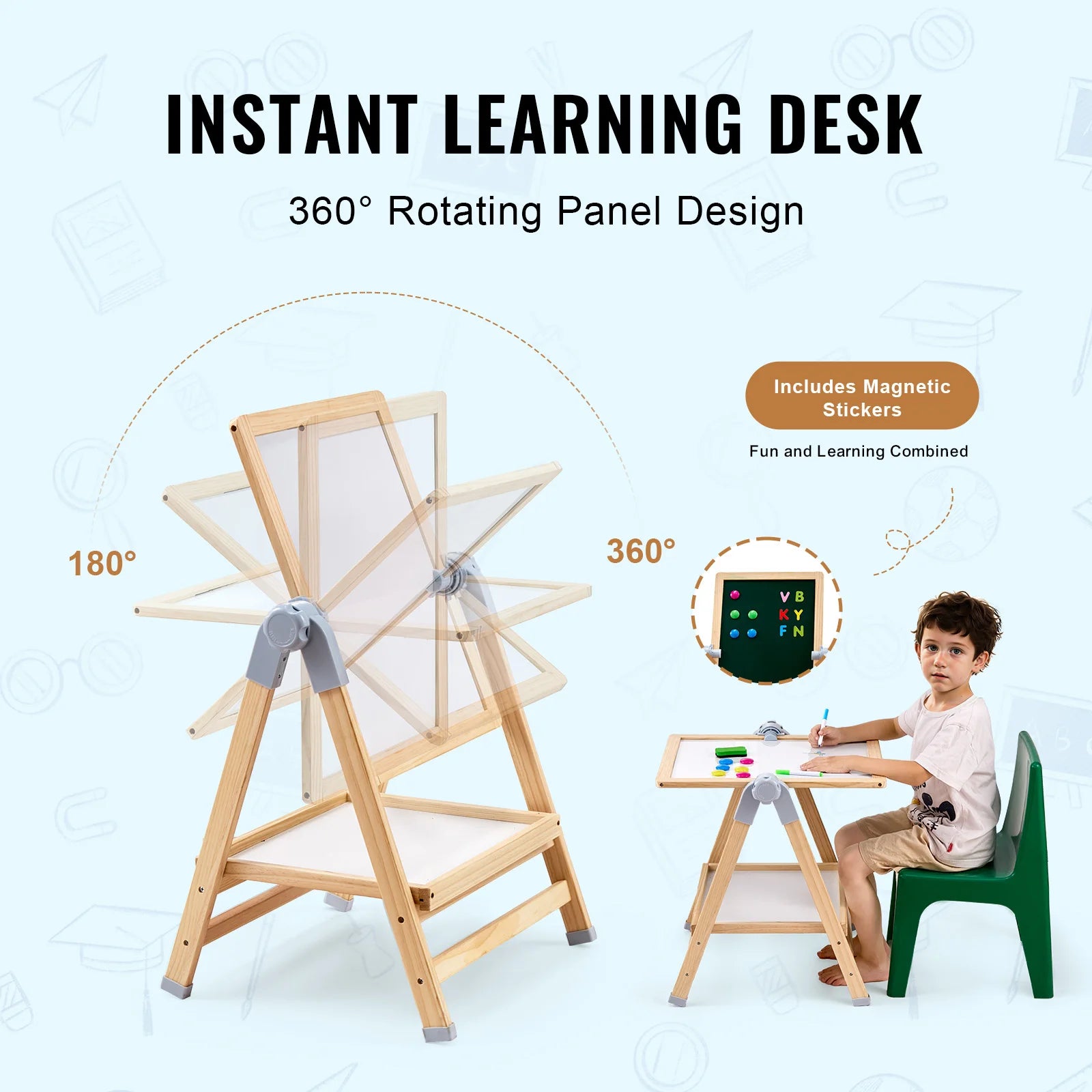 Kids Magnetic Drawing Board Easel with Accessories