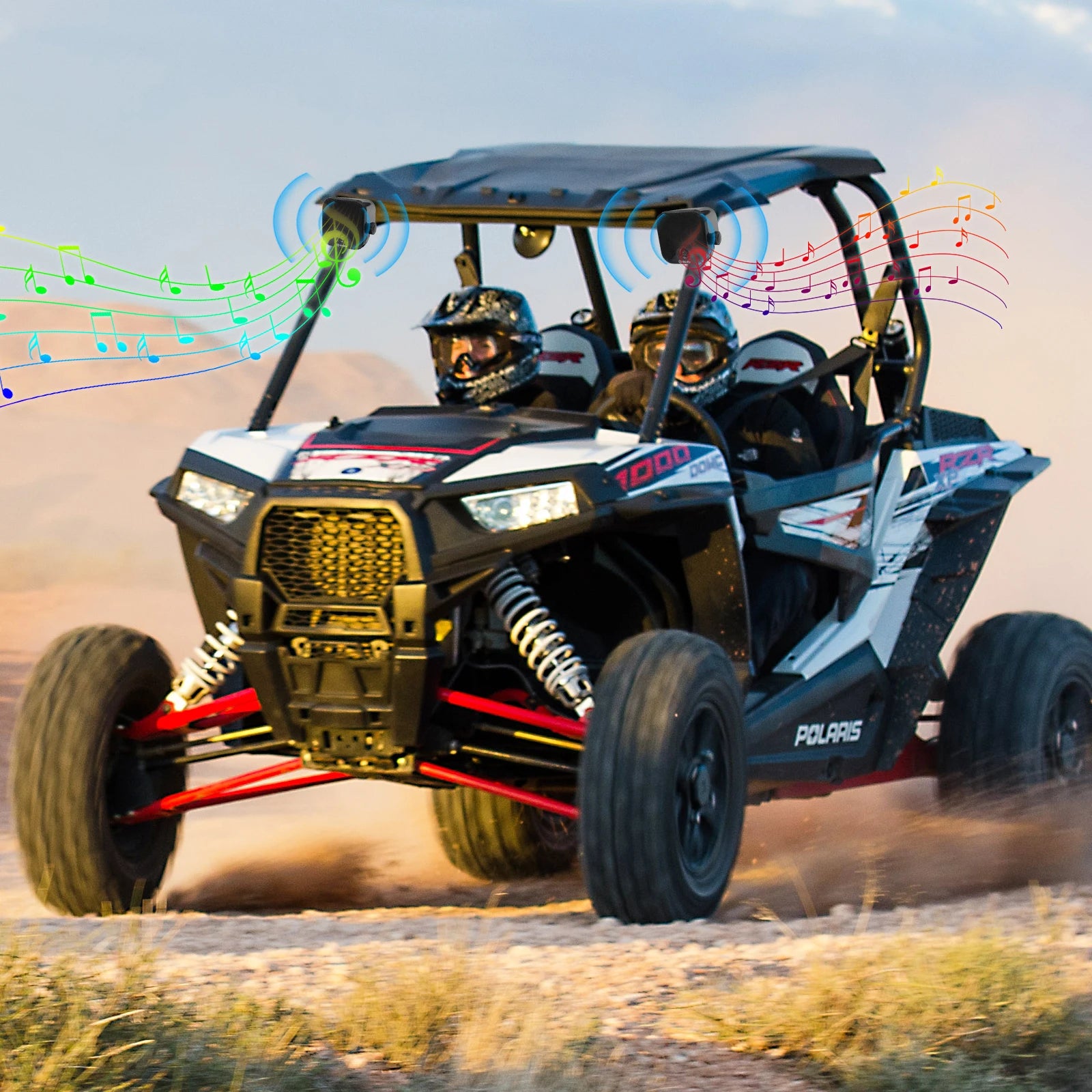 Herdio 4'' Bluetooth Marine Speakers 100W Heavy Duty Waterproof- Surface Mounted for Camper ATV UTV RZR Golf Cart Boat