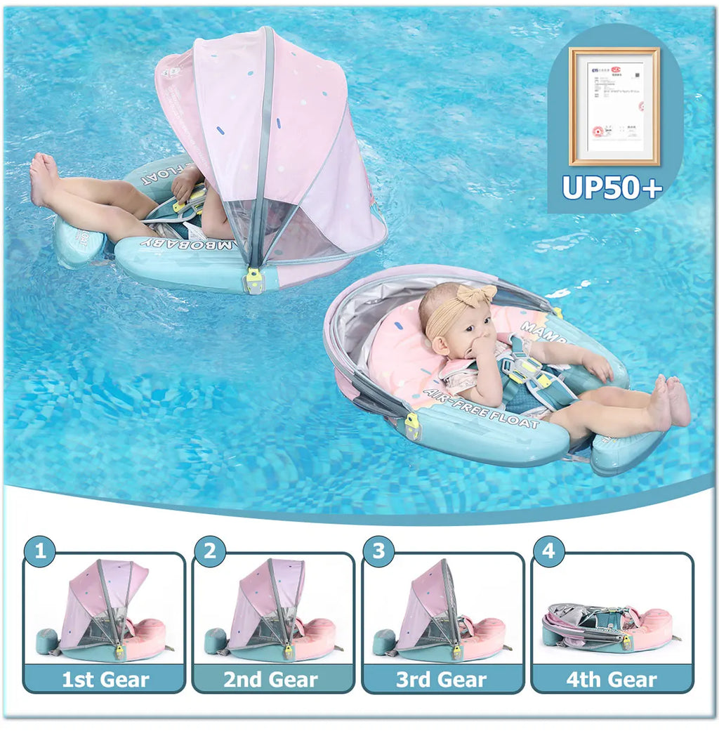Mambobaby Float No-Slip Safe Harness ST-Cup Cake B503-150-W-Z  Safe Core No Inflation No Leaks Baby Swim Ring Toddler Pool Float