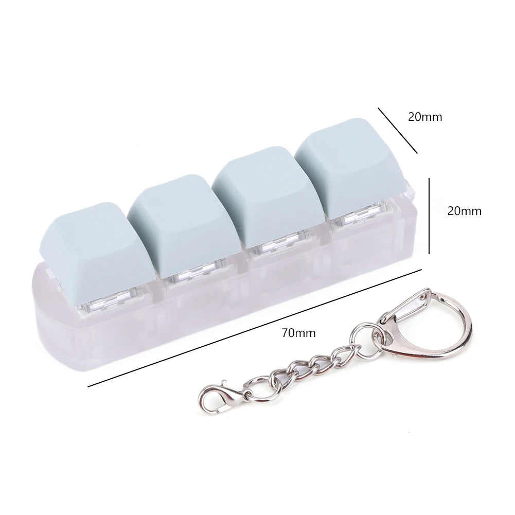 4 Keys Button Keycap Fidget Keychain Keyboard Key Toy Keyboard Clicker Toy Keyboard Cube Toy for Adult Gifts To Relief Pass Time