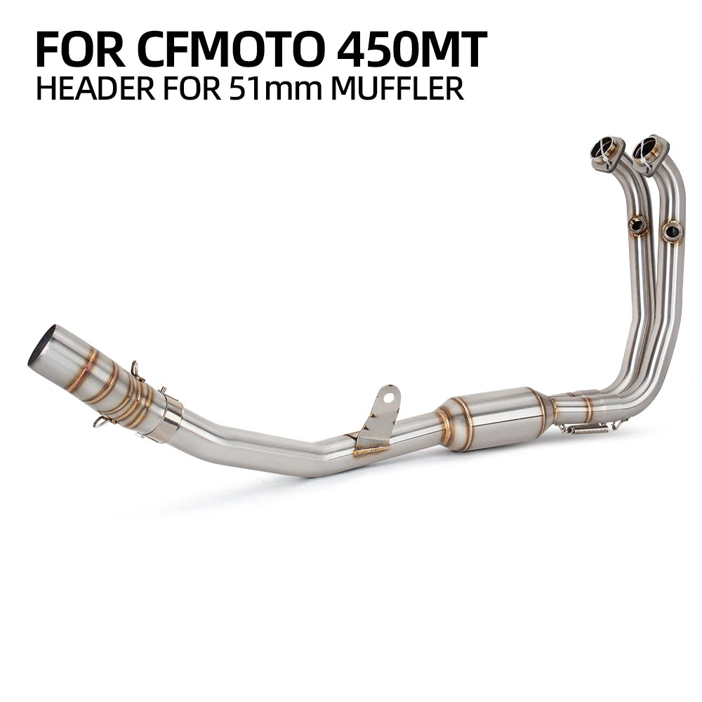 Adventure Motorcycle Exhaust System Modify Front mid Link Pipe Escape Moto Connect 51mm Or Original Muffler for CFMOTO 450MT ADV