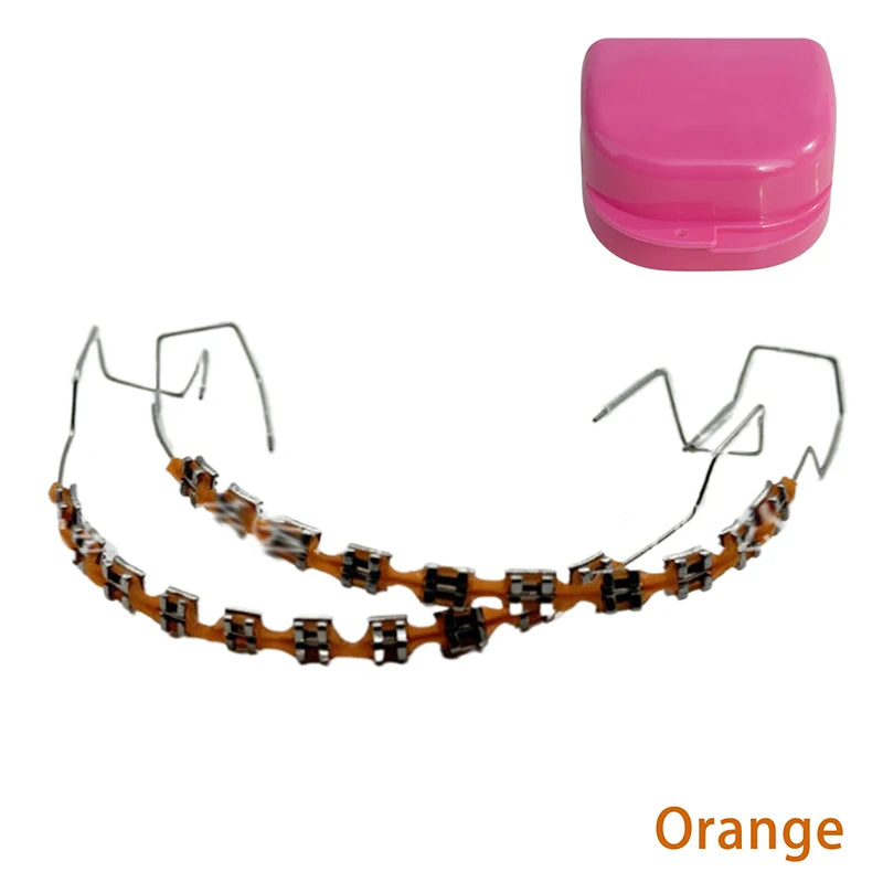 1 Pair Dental Fake Braces Temporary Tooth Decoration Colorful Metal Bracket Ligature Ties Dental Tool With Hook With Metal Wires