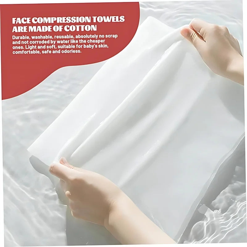 Compressed Travel Towels  - Thick & Soft Disposable Face Towels for Makeup Removal, Camping, Gym, Quick-Expanding & Porta