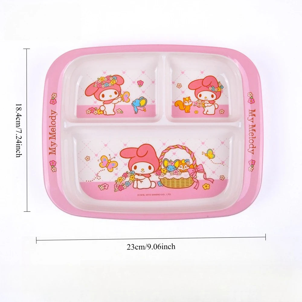 Dinner Plate for Kids Divided Dinnerware Cartoon Salad Plates Reusable Food Plate Bowl Dishwasher Safe Shatter Resistant Plates