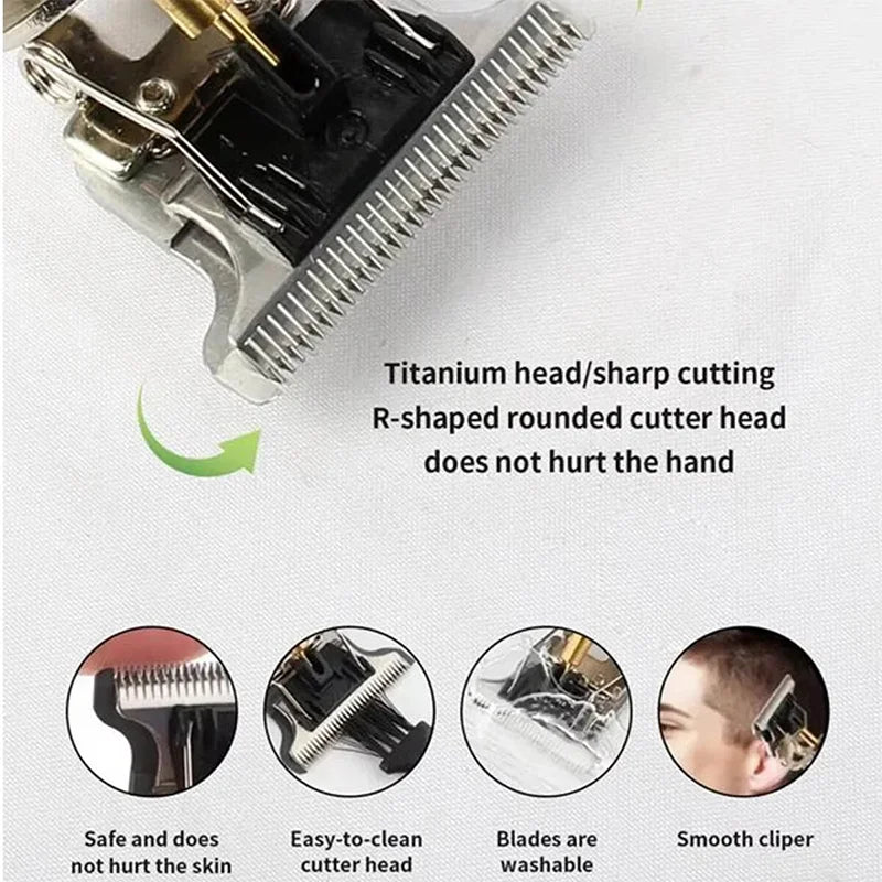 New！T9 Electric Hair Trimmer/Accessories | USB Professional Shaver | 0mm Bald Fade Cutting Machine Portable for Men Home Haircut - Firu Total Sales