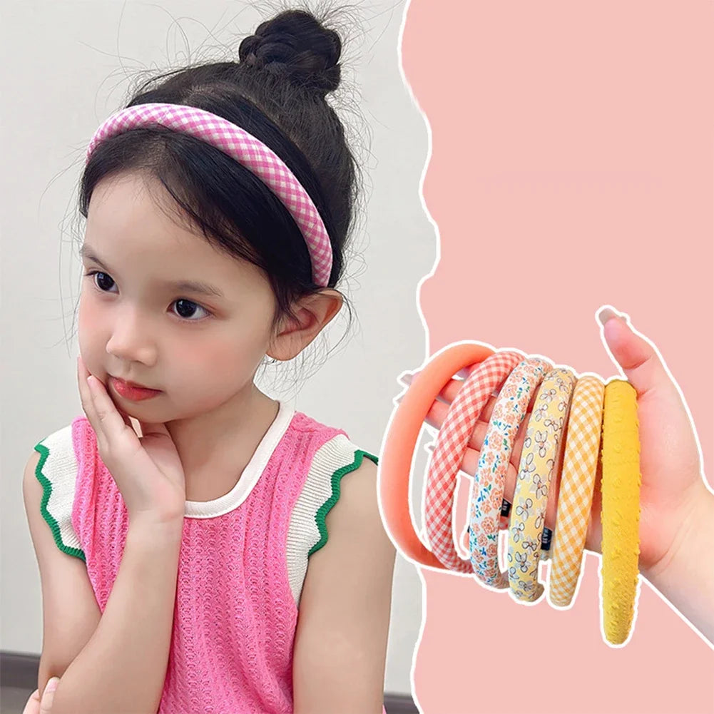 3Pcs/Set Fashion Women Girls Plaid Floral Colors Broadside Hairbands Sweet Children Vintage Cute Hair Hoop Kids Hair Accessories