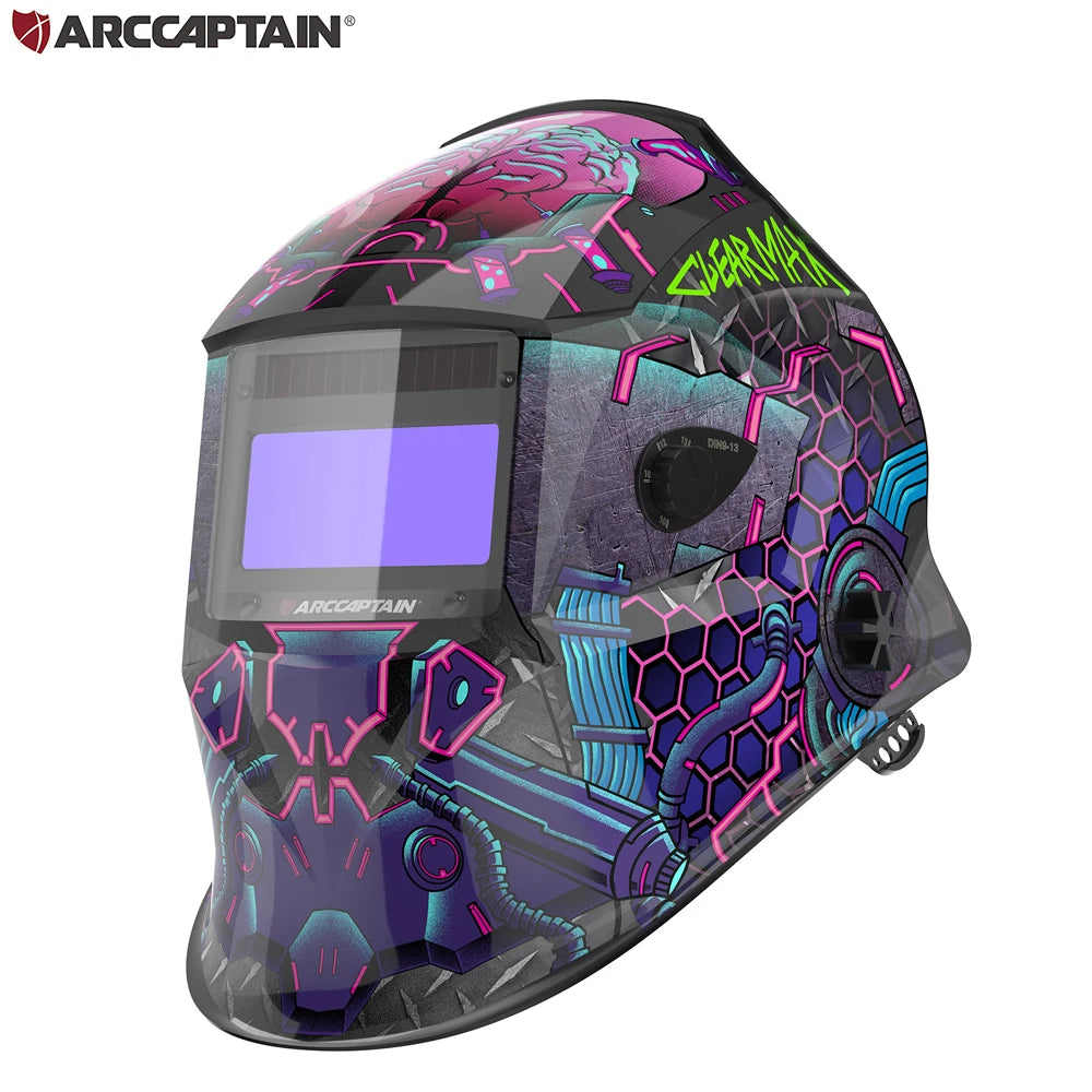 ARCCAPTAIN Welding Helmet Welder Mask Chameleon Large View True Color Solar Power Auto Darkening Welding For Arc Weld Grind Cut
