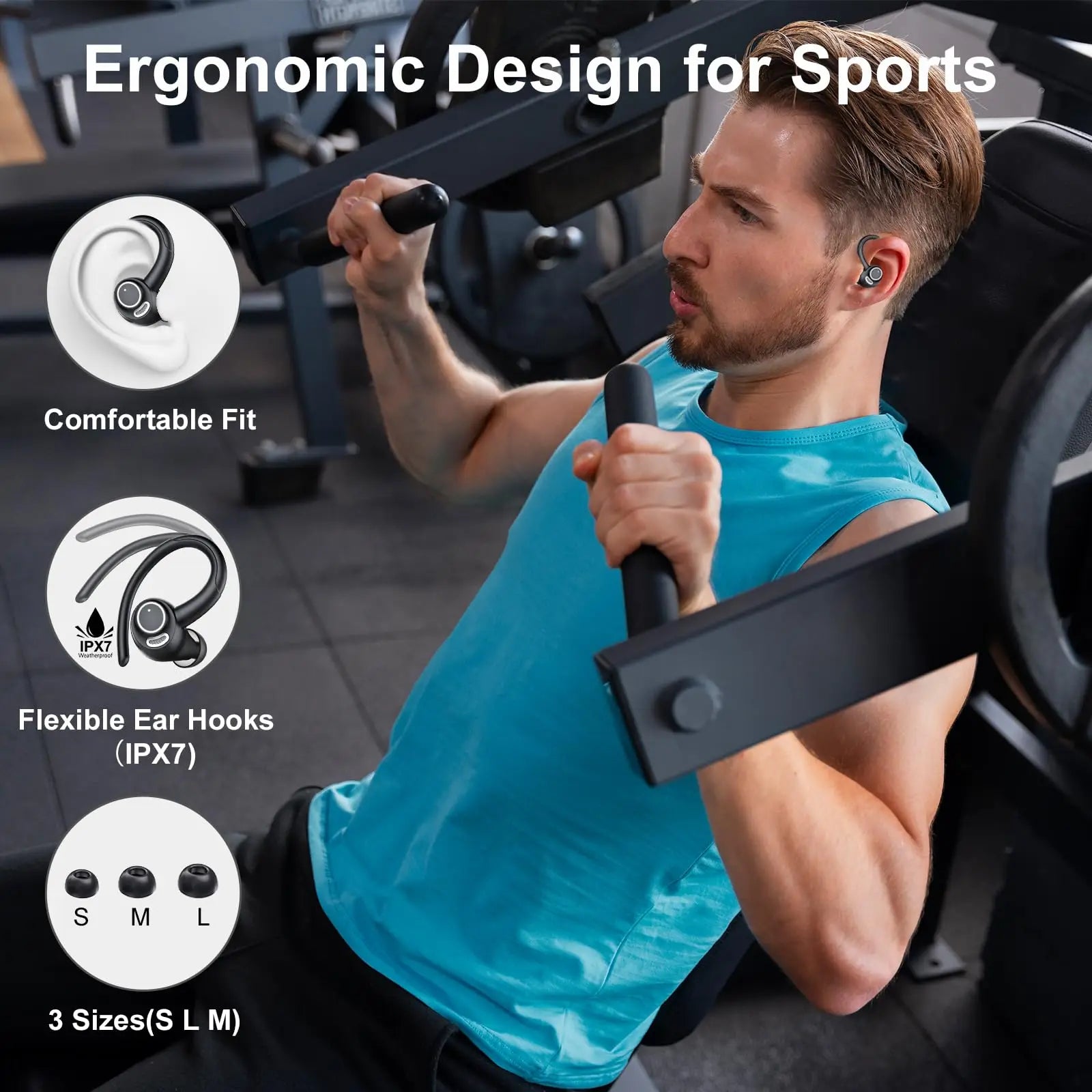 Auriculares Inalámbricos Btootos Sport | 48H | IP7 Impermeable | Mic HD | Bluetooth 5.3 | Running - Firu Total Sales