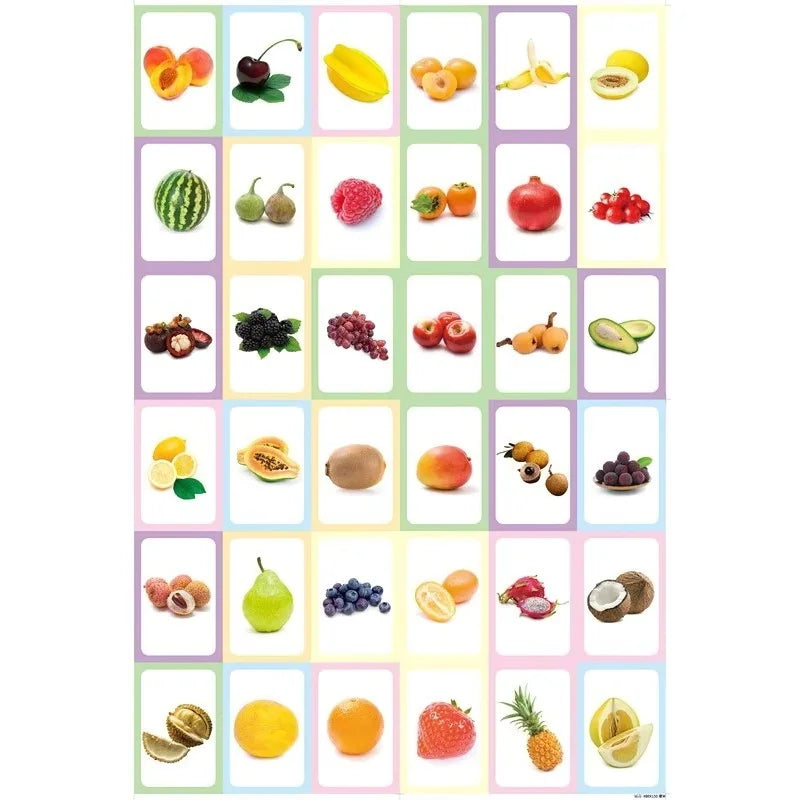 36pcs/box Early Childhood Education card animal fruit food color shape English character Montessori Toy Memory Training card