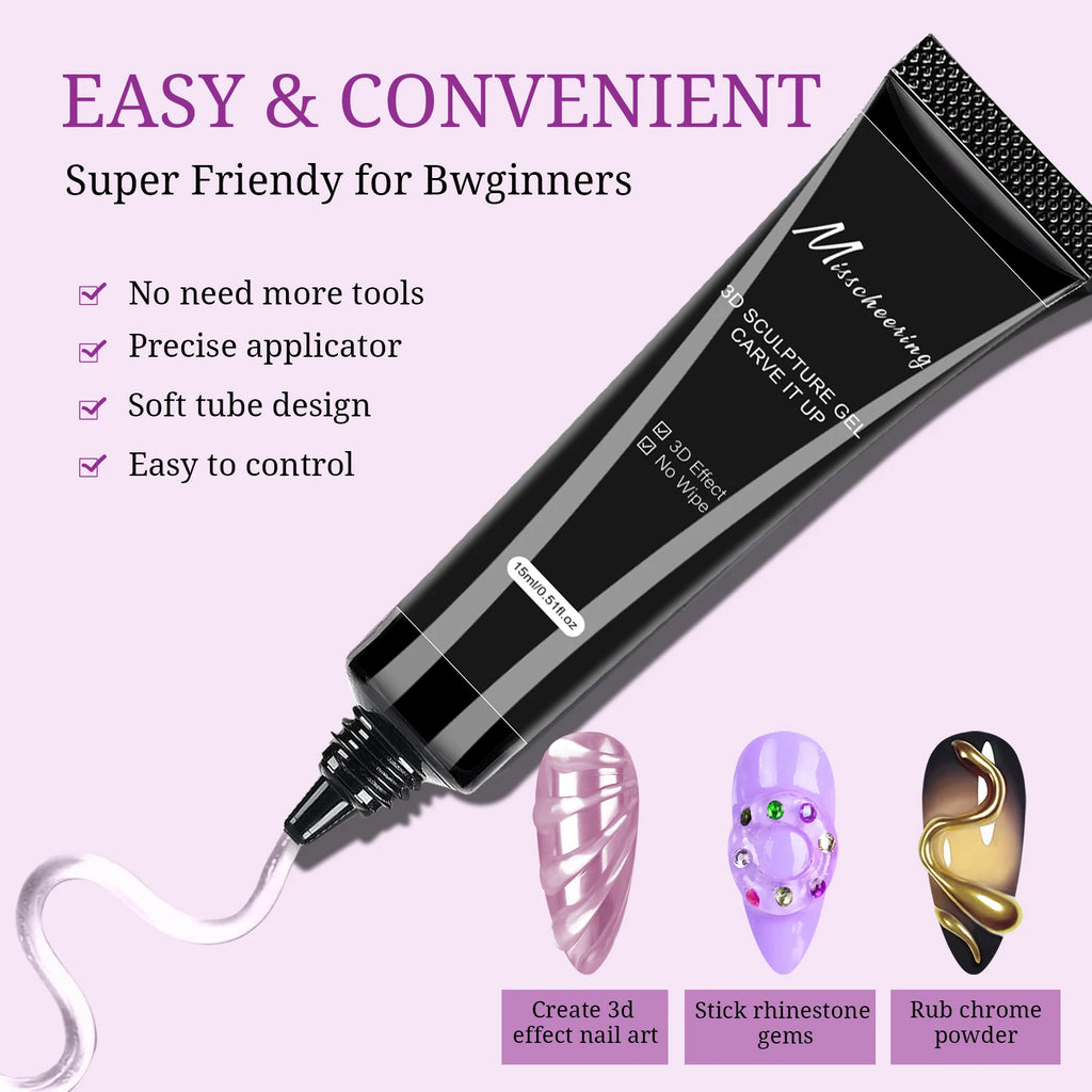 Set 5pcs Gel 3D para Uñas | Escultura DIY | Diseños Impermeables 💅 - Firu Total Sales