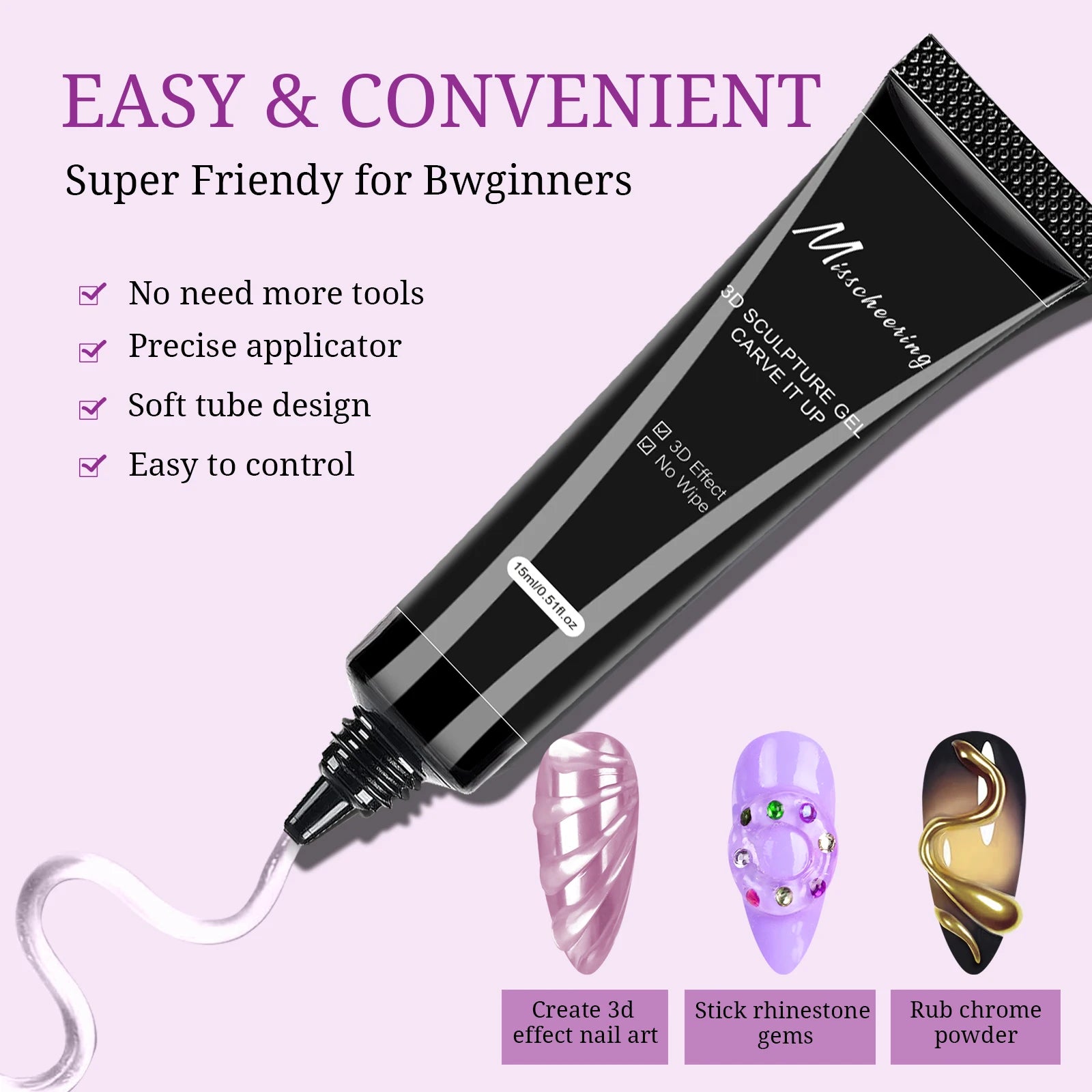 Set 5pcs Gel 3D para Uñas | Escultura DIY | Diseños Impermeables 💅 - Firu Total Sales