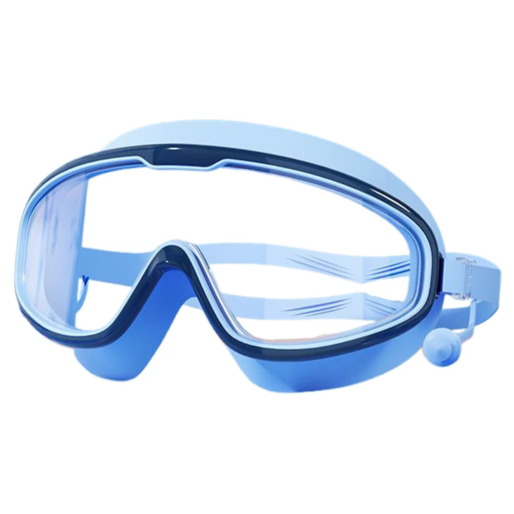 Kids Swim Goggles Anti Fog Swimming Goggles Waterproof UV Protection Swimming Goggles with Earplugs Large Frame for Boys Girls
