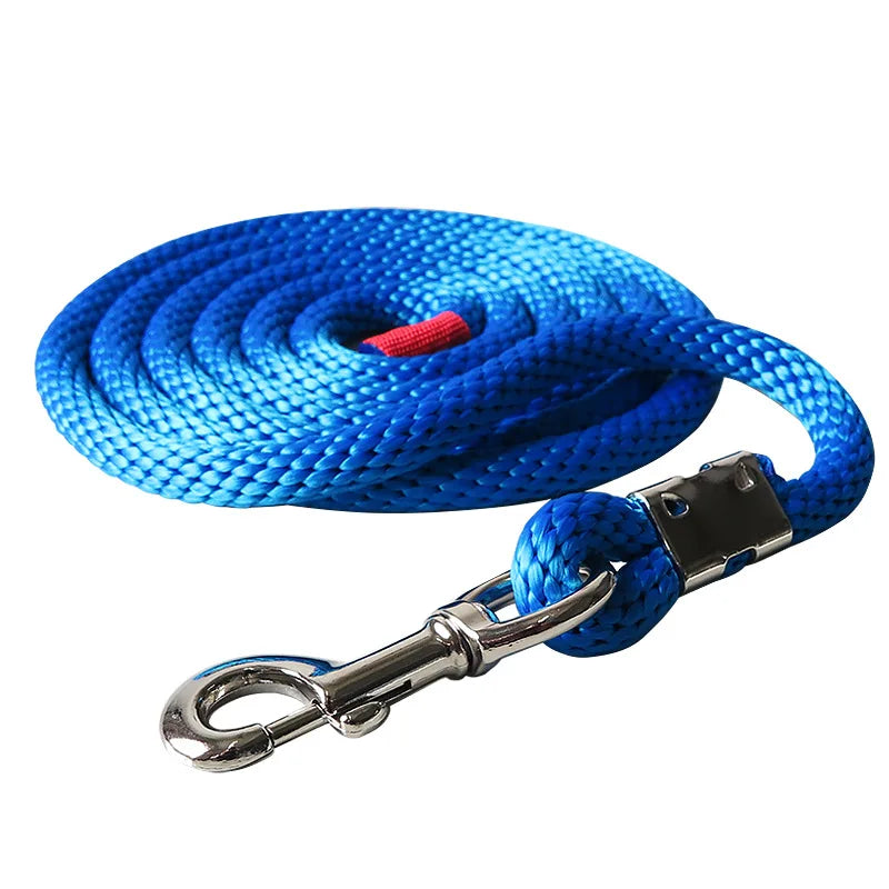 New 15MM Extra Thick Horse Lead Rope Cotton Weave Equestrian Rein Halters Braided Brass Plated Snap  Chain Bridle Leading Leash