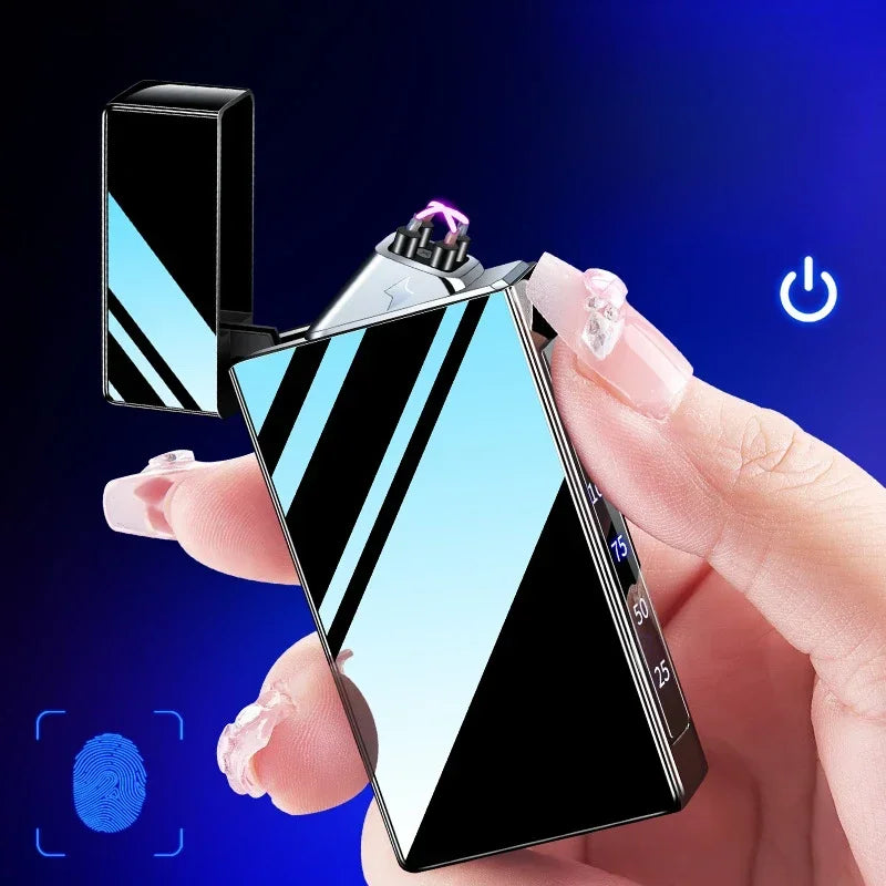 Windproof Electric Arc Metal Smoking Lighter Plasma Flameless Rechargeable USB Cigarette Lighter LED Digital Touch Lighters Gift