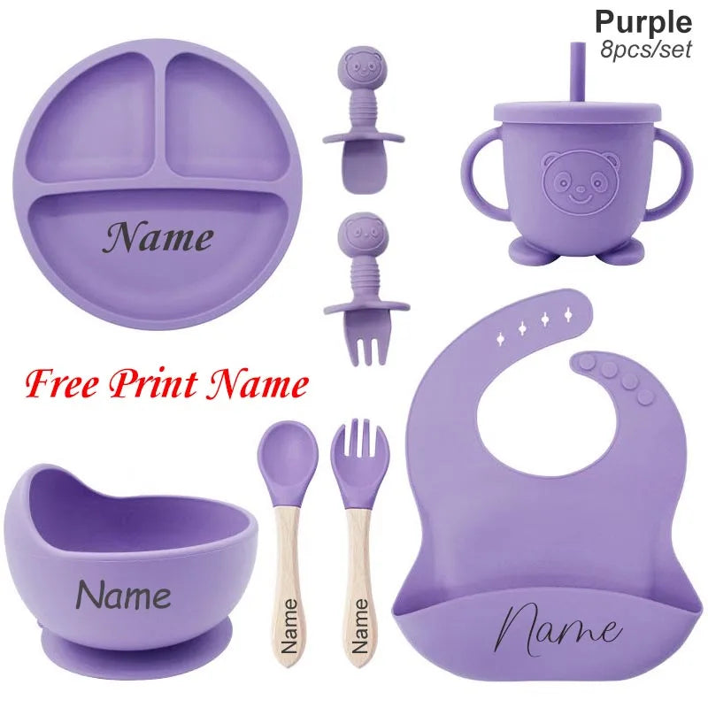 Set de Alimentación Personalizado para Bebé | Silicona | Plato, Bol y Vaso | Regalo 🍼