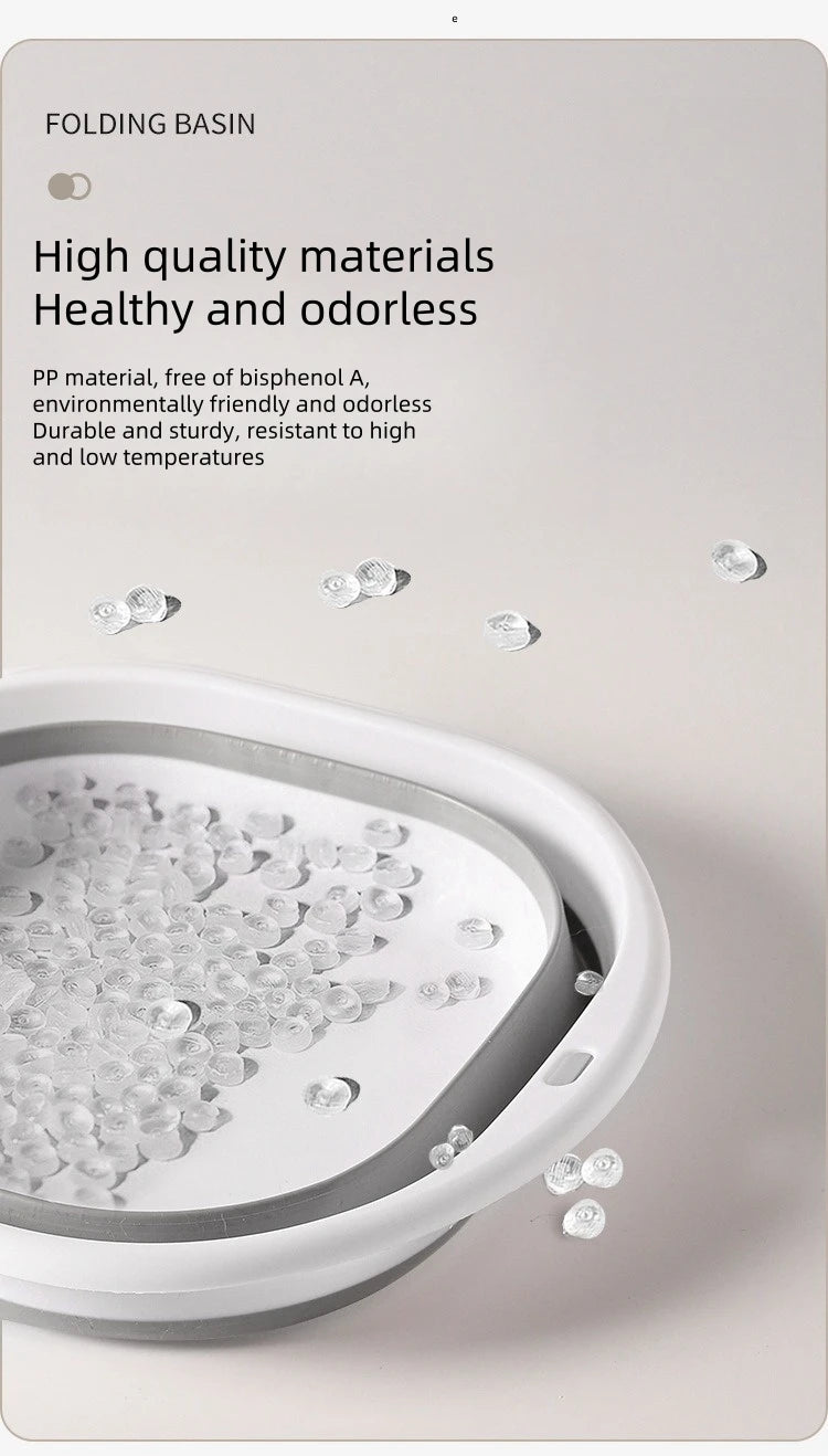 Folding Washbasin Silicone Portable Basin Foldable Bucket Camping Sink Bath Goods Dorm Room Essential Collapsible Laundry Bowl