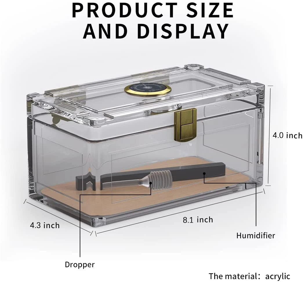 Acrylic Cigar Humidor With Hygrometer Humidifier Cedar Wood Tray Portable Humidor Box Cigar Case Fit 18-50 Smoking Accessories